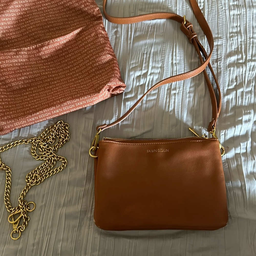 Fawn design crossbody bag with 2 straps